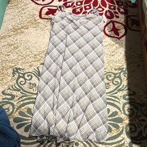 Rachel Zoe Plaid Maxi Dress in Light Gray and White